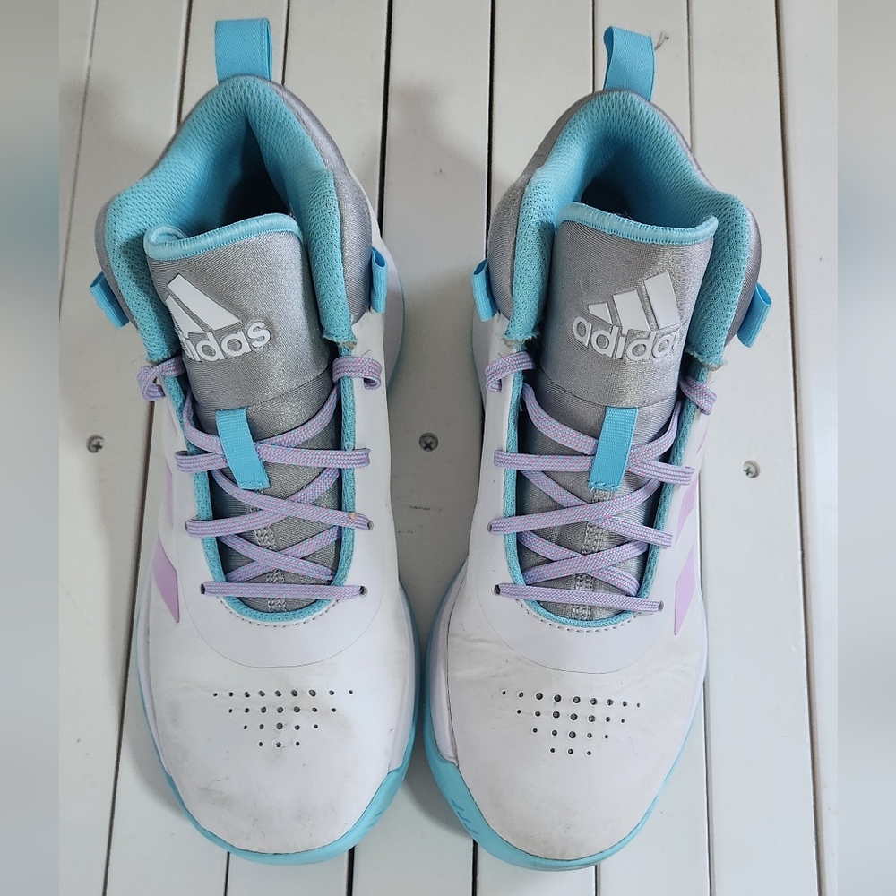 Adidas Court Vision 2 White Purple Blue Basketball Shoes Size 5.5 US